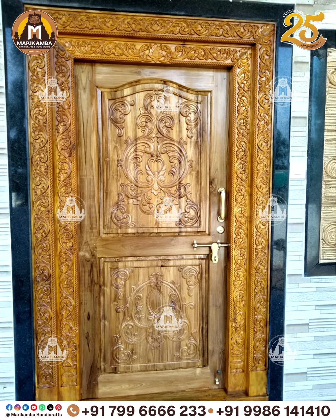 Close view of hand-carving on a door stile, showing chisel-cut detail — piece 60 of the collection