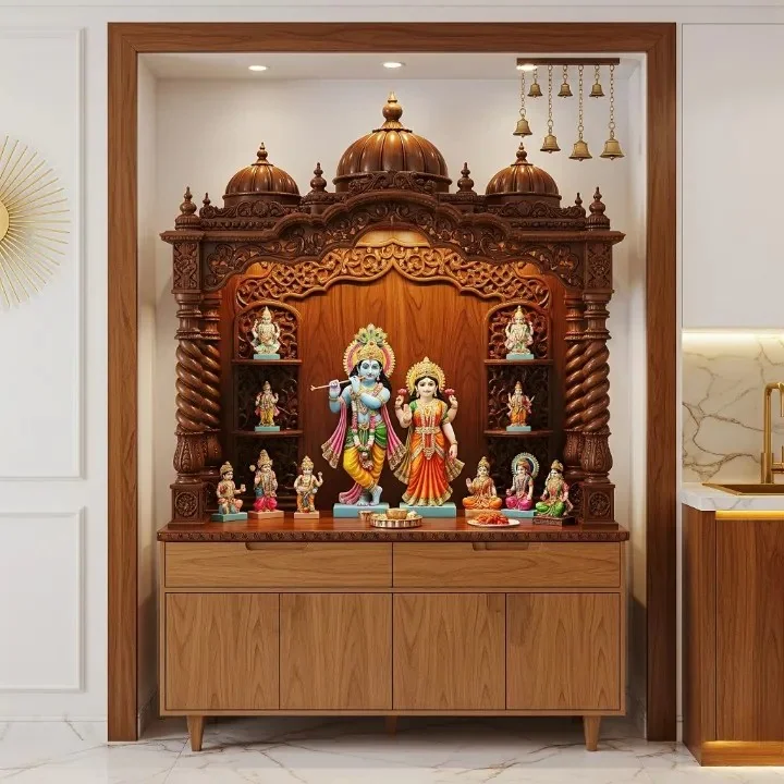 Temple-style mandap design with turned pillars and a gopuram-style roof (reference 27)