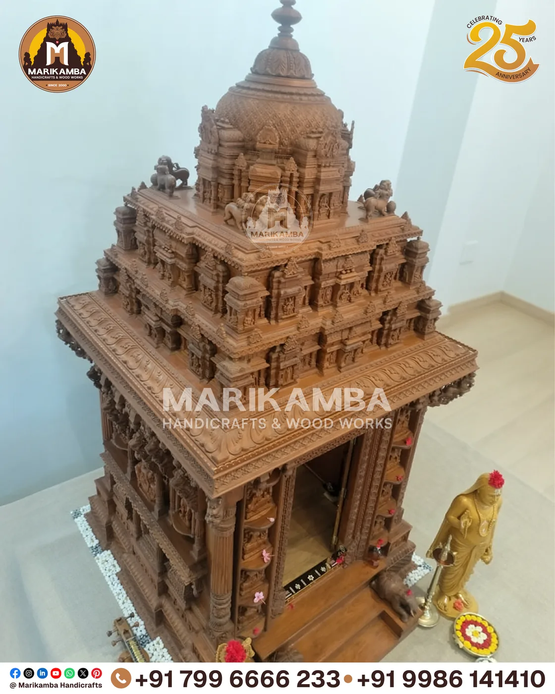 Wooden temple fitting with relief carving and a natural timber finish — piece 25 of the collection