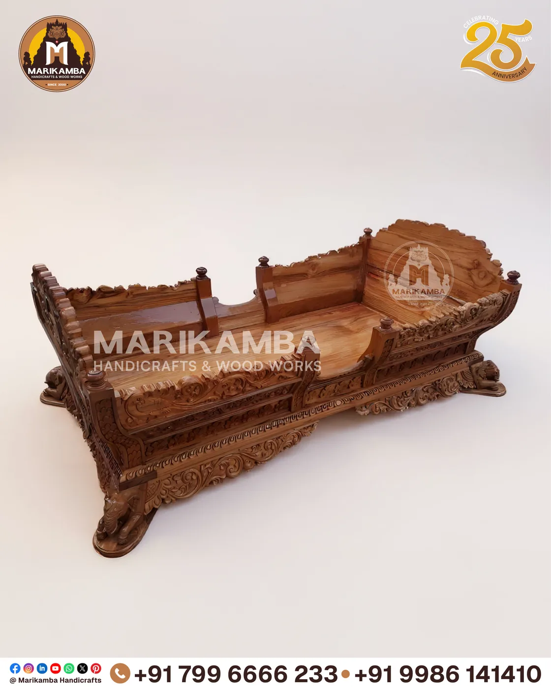 Processional wooden pallaki finished for temple use, made in Sirsi, Karnataka