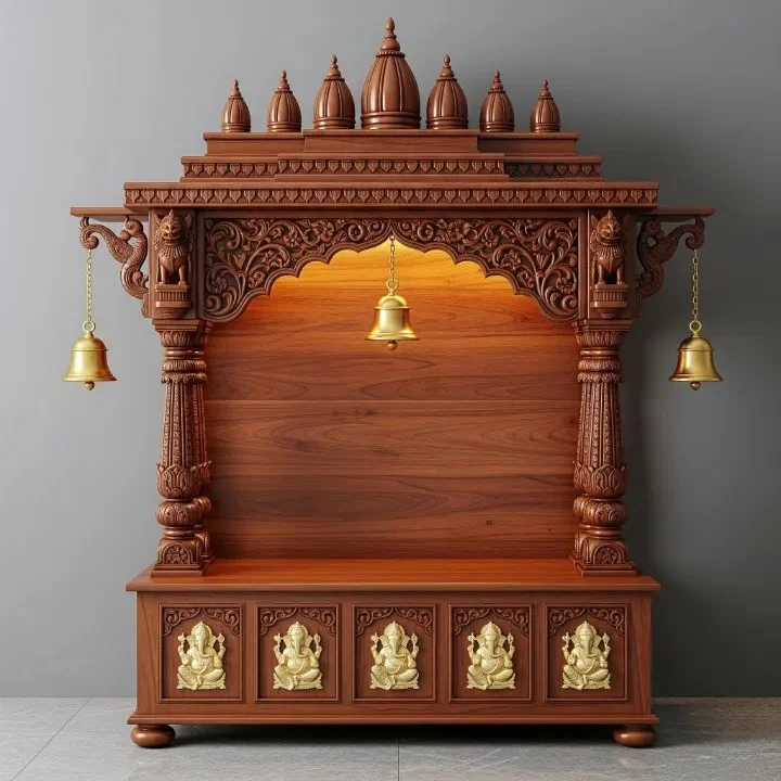 Pooja mandap reference showing a carved canopy over the deity platform (reference 26)