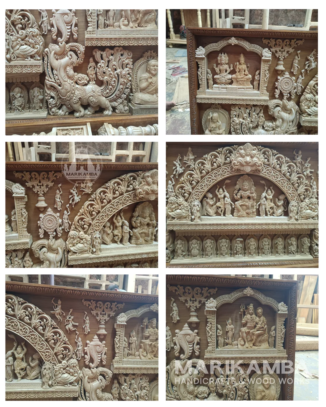 Wooden ceiling and pillar work with carved brackets for a home interior — piece 12 of the collection